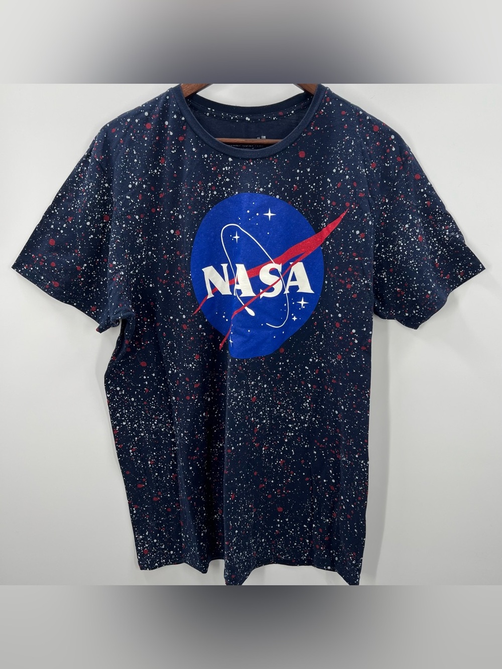 418 NASA Men’s Short Sleeve Tee - Navy with Blue & Red Logo